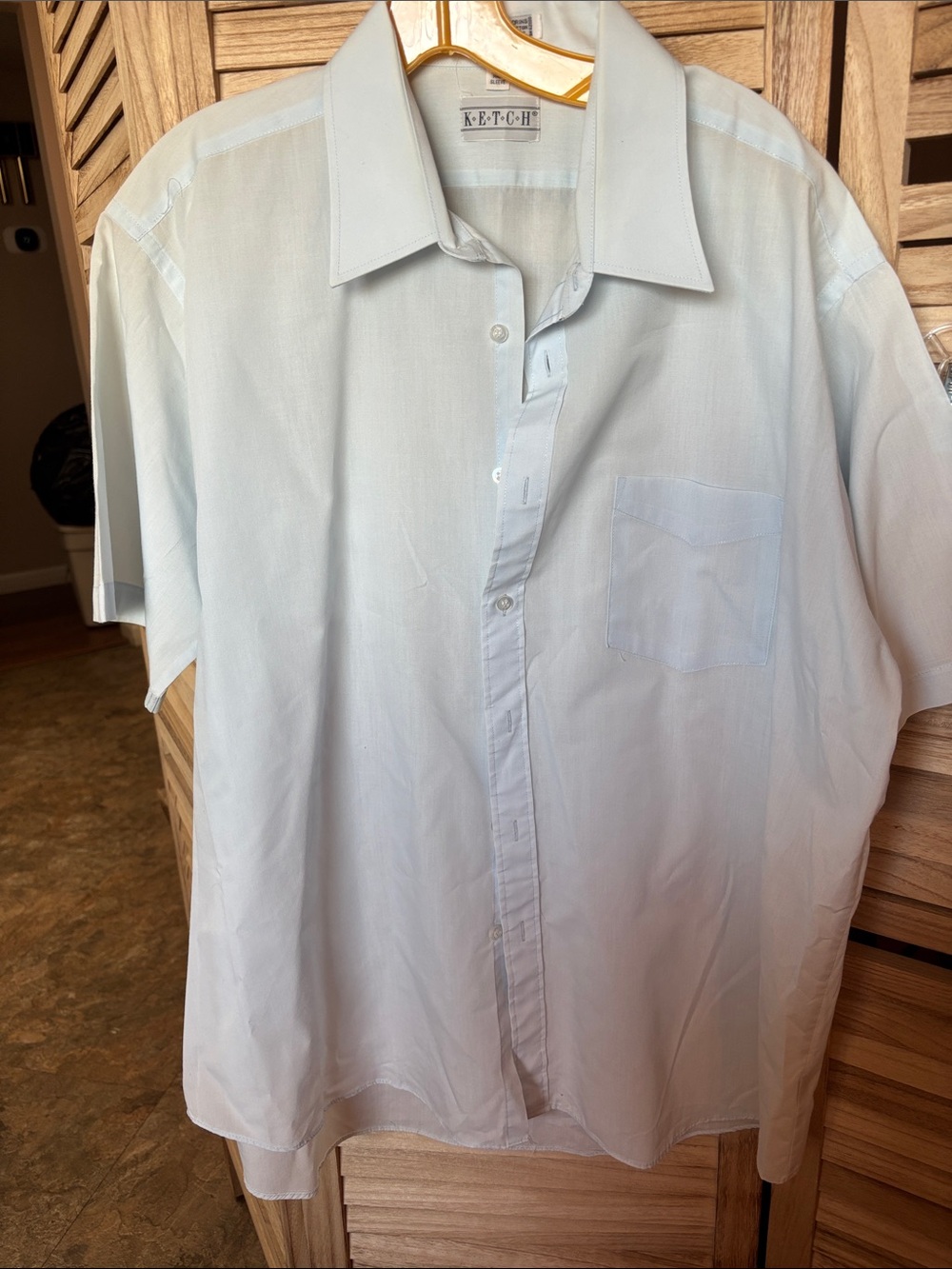 Ketch Men's Light Blue Short-Sleeve Dress Shirt 17 1/2